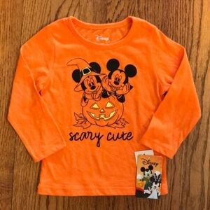 NWT Disney Halloween Long Sleeve T-Shirt 'Scary Cute' Unisex Kids Orange New